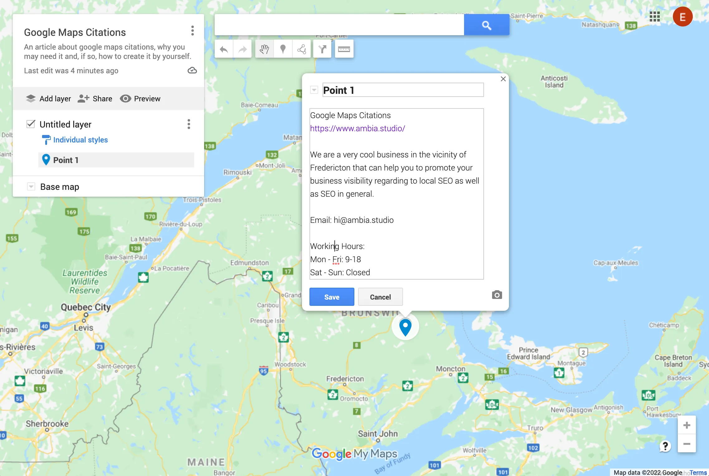 Adding marker on a Google My Maps