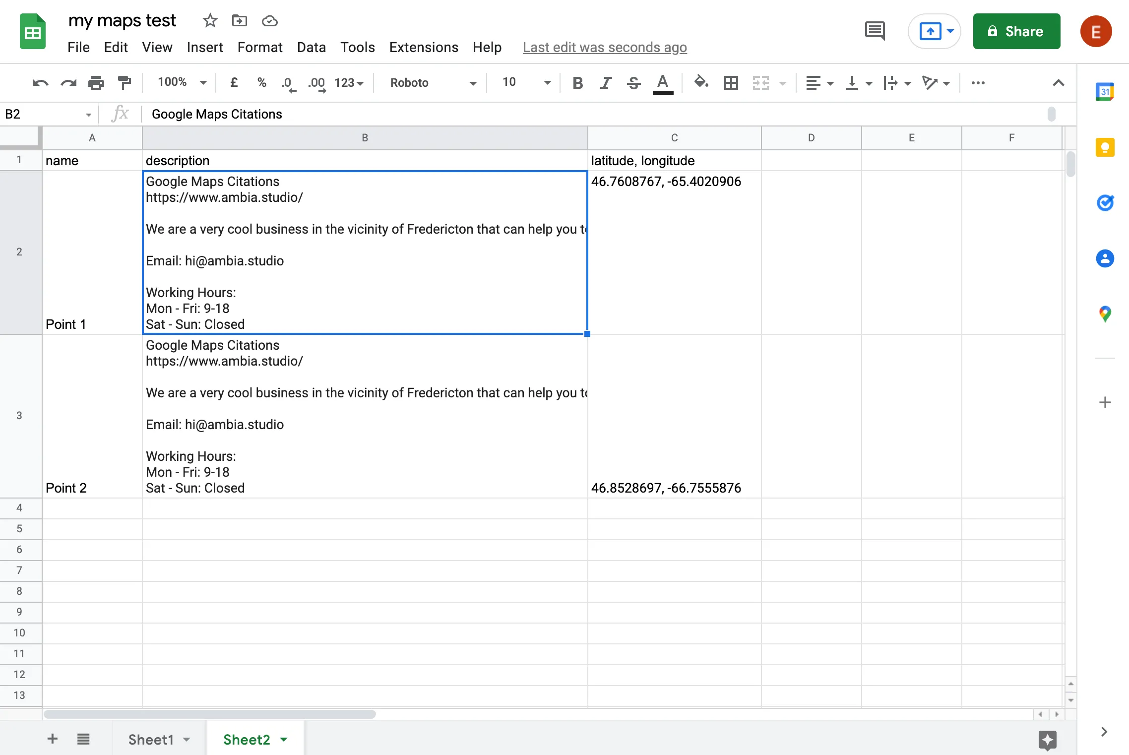 Excel template for adding markers to Google My Maps in bulk