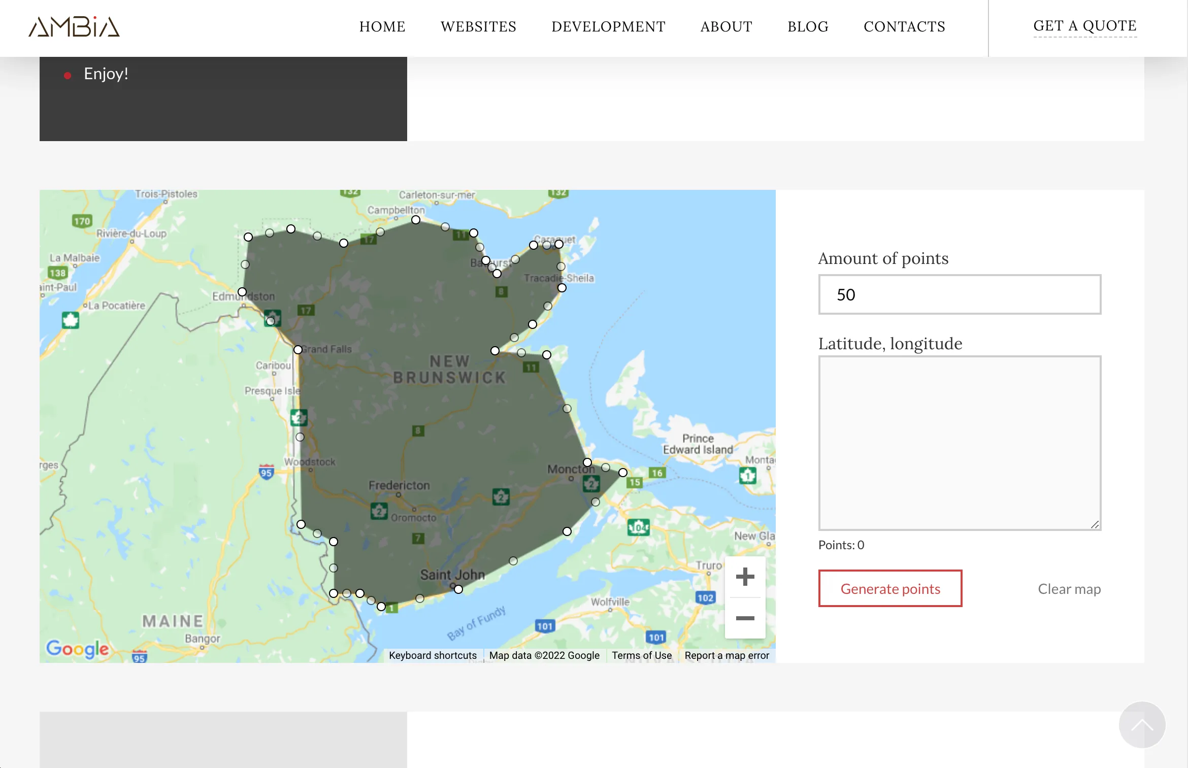 Selected polygon on the map